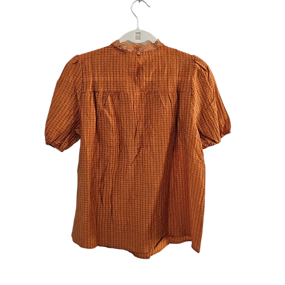 Anthropologie Rust Blouse with Lace Detail - Picture 3 of 5